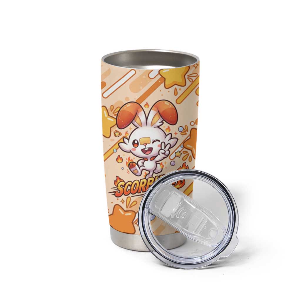 Scorbunny Tumbler Cup Energetic Fire Starburst Art