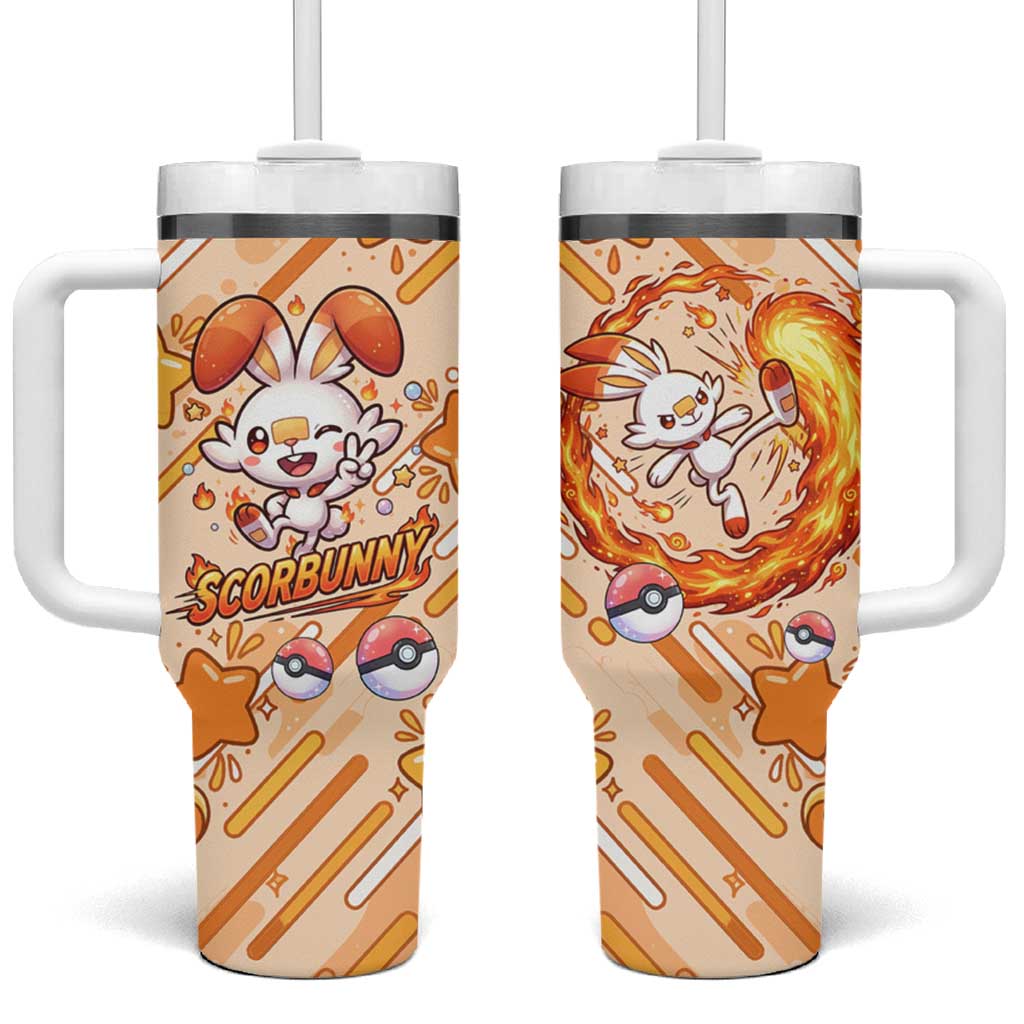 Scorbunny Tumbler With Handle Energetic Fire Starburst Art