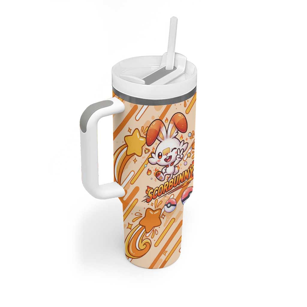 Scorbunny Tumbler With Handle Energetic Fire Starburst Art