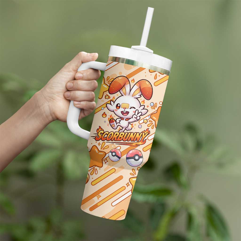 Scorbunny Tumbler With Handle Energetic Fire Starburst Art