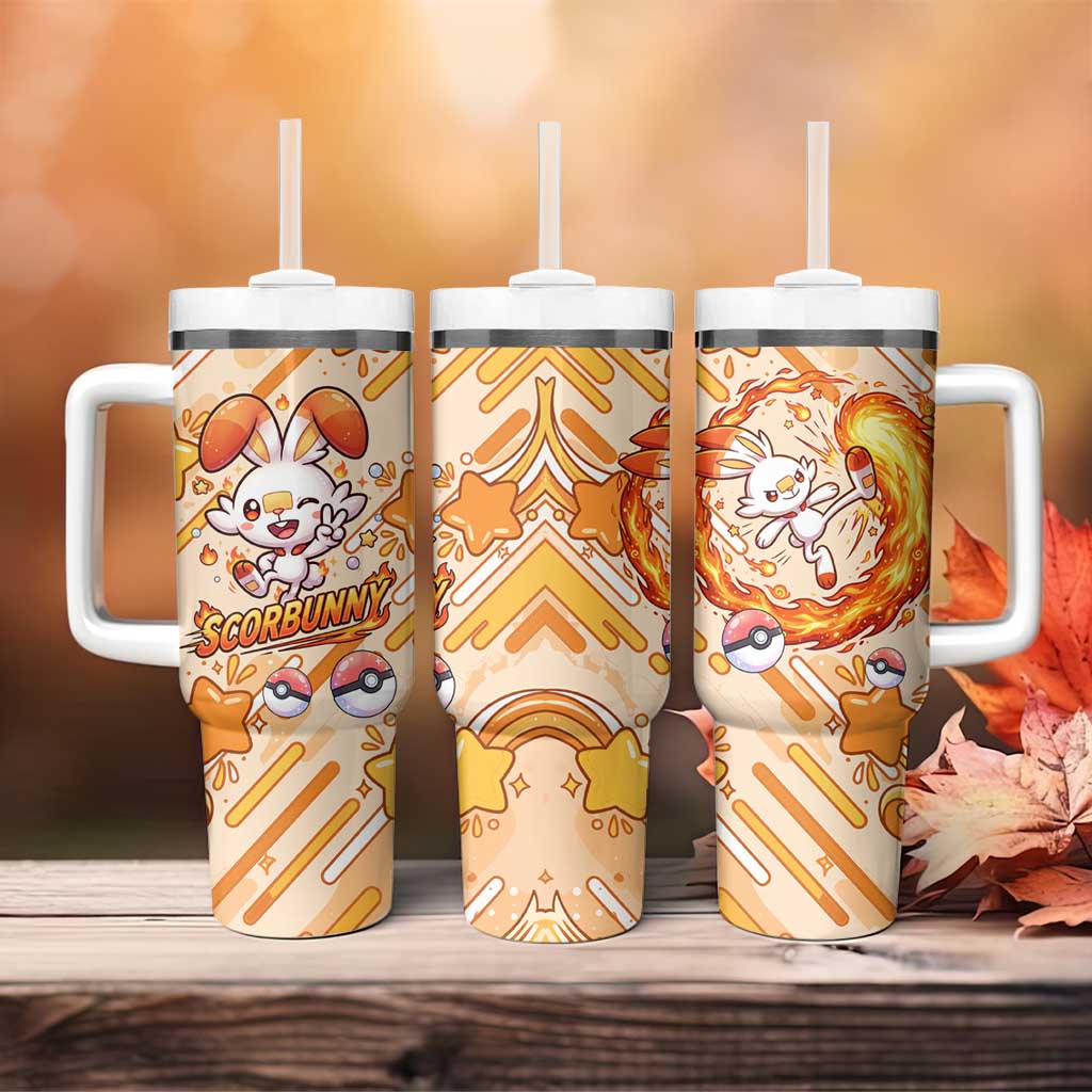 Scorbunny Tumbler With Handle Energetic Fire Starburst Art