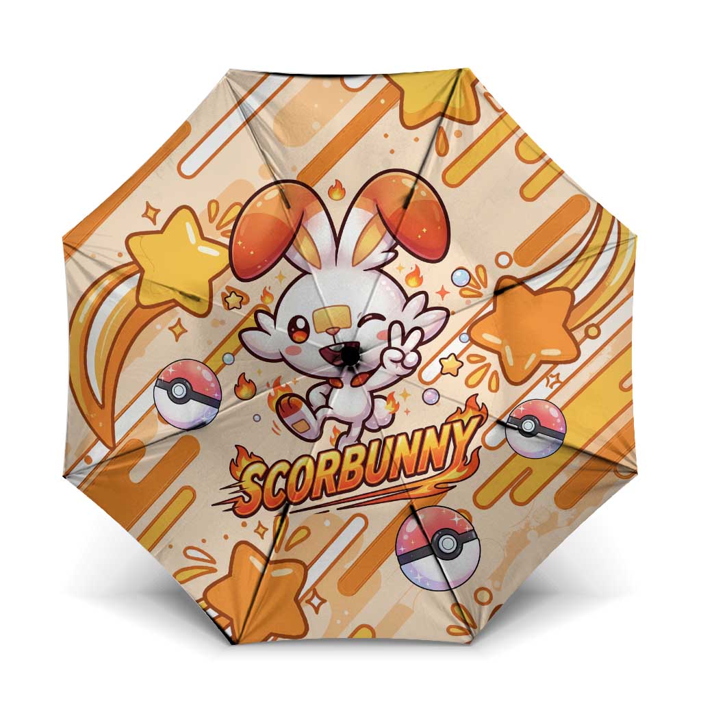 Scorbunny Umbrella Energetic Fire Starburst Art