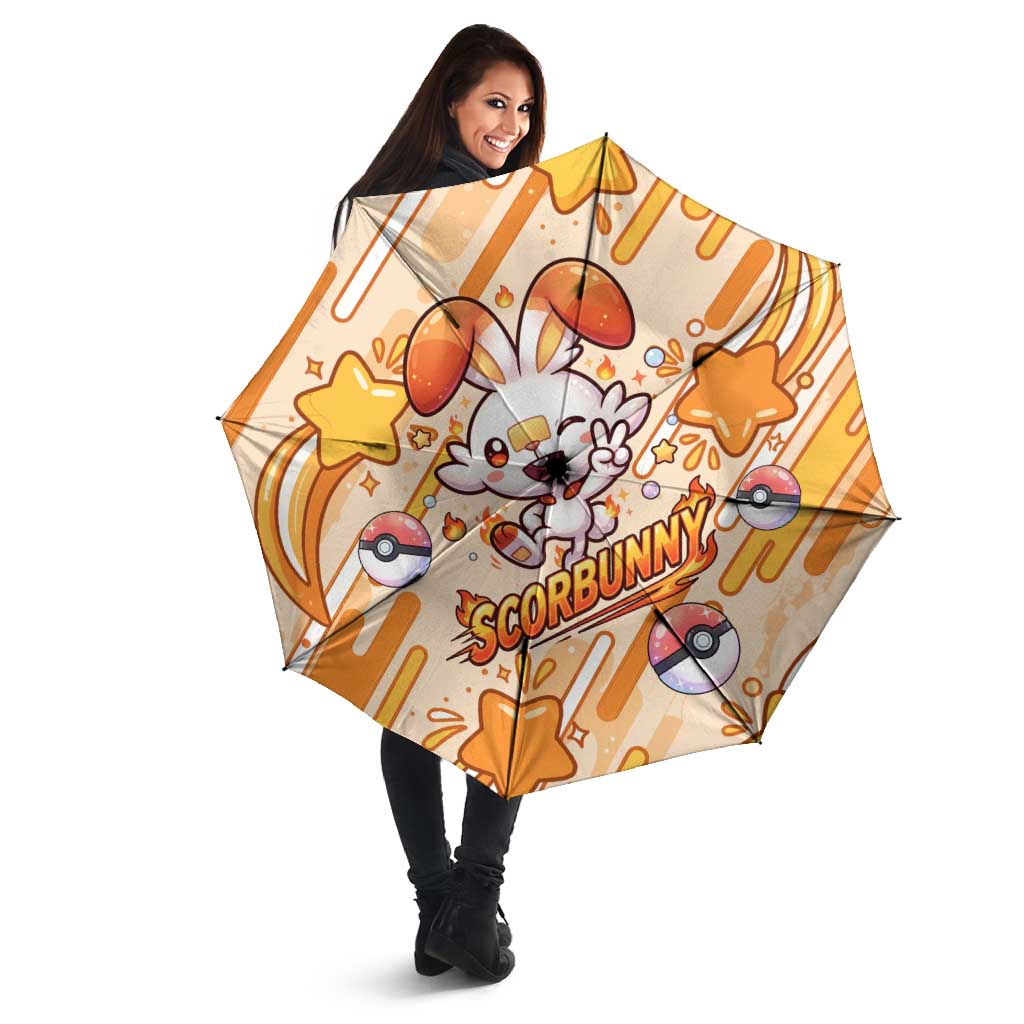 Scorbunny Umbrella Energetic Fire Starburst Art