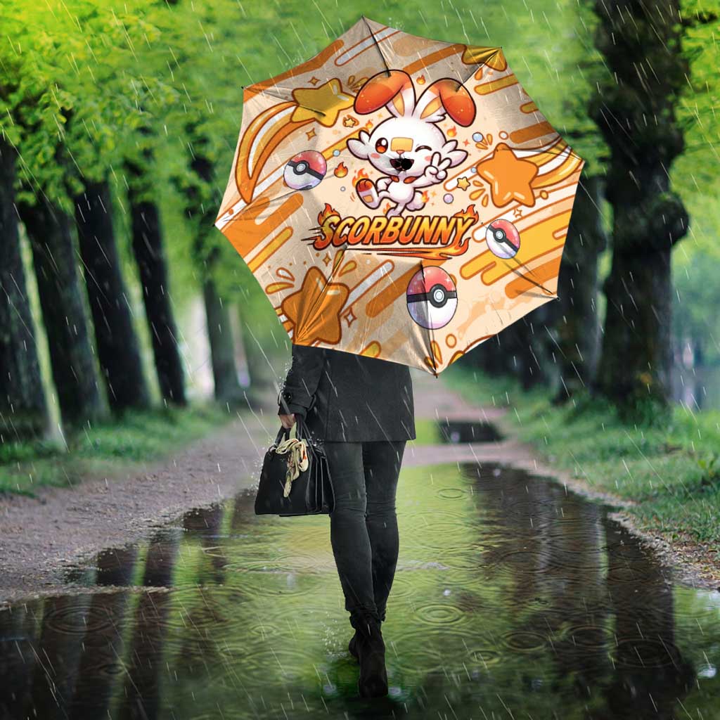 Scorbunny Umbrella Energetic Fire Starburst Art