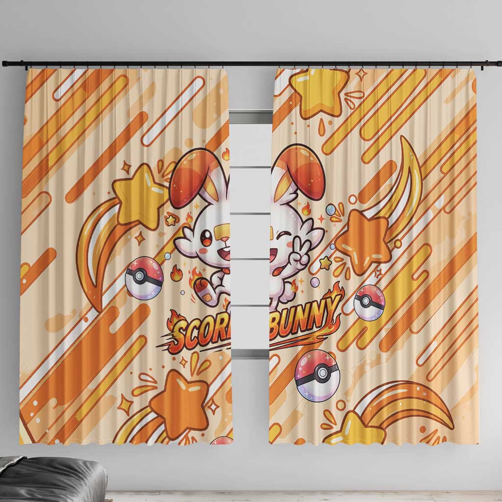 Scorbunny Window Curtain Energetic Fire Starburst Art