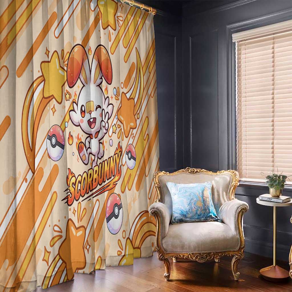 Scorbunny Window Curtain Energetic Fire Starburst Art