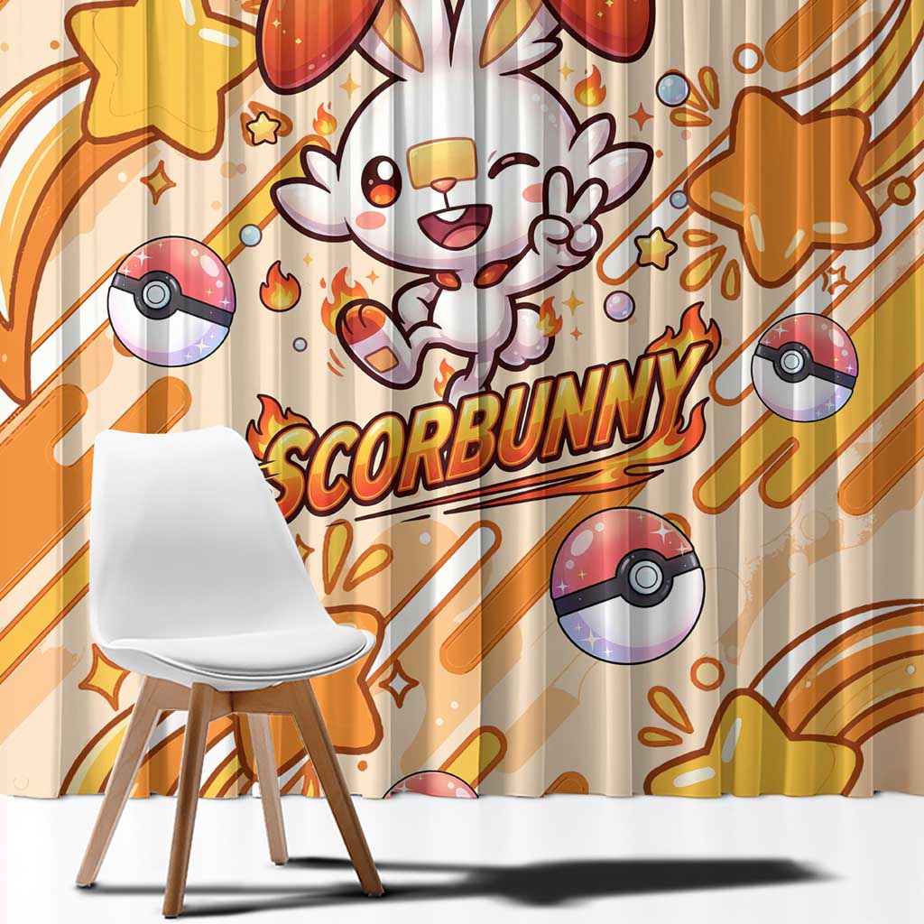 Scorbunny Window Curtain Energetic Fire Starburst Art
