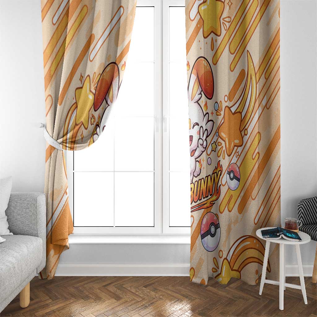 Scorbunny Window Curtain Energetic Fire Starburst Art