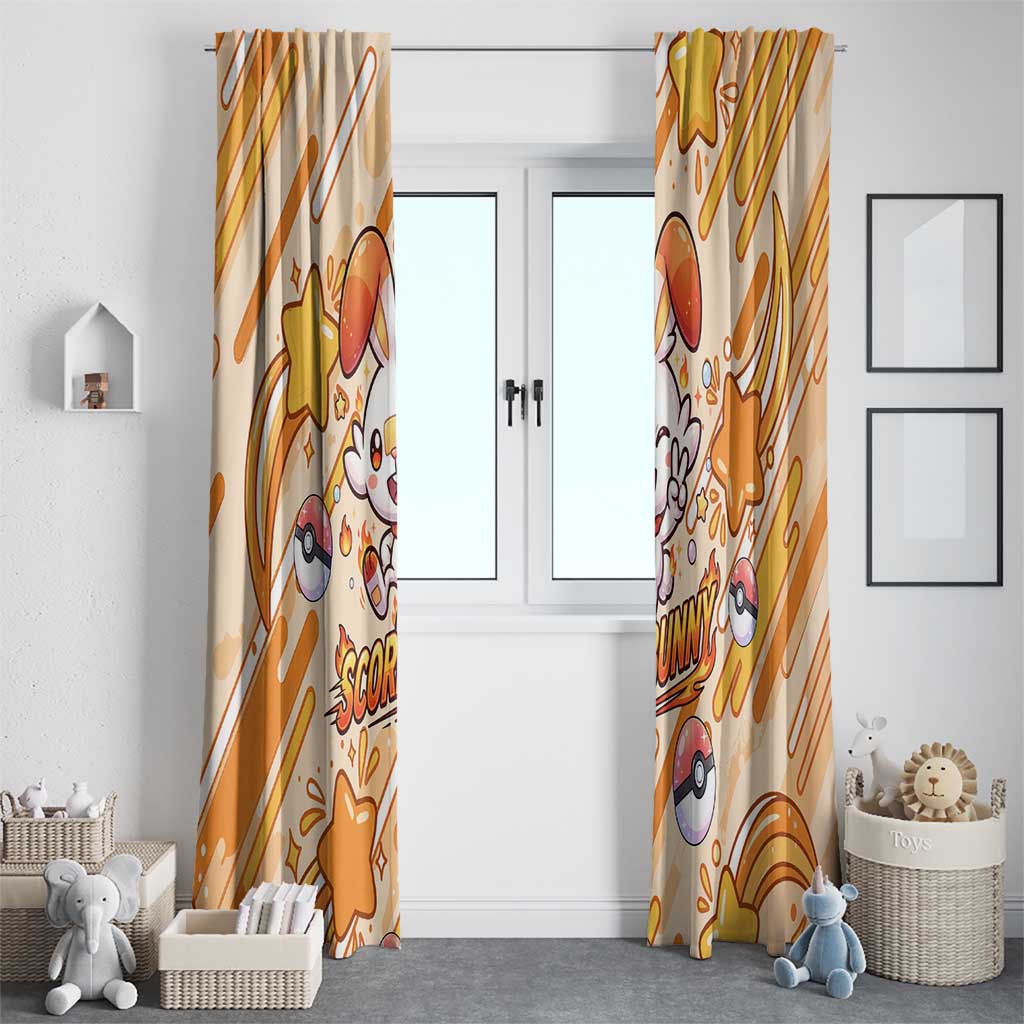 Scorbunny Window Curtain Energetic Fire Starburst Art