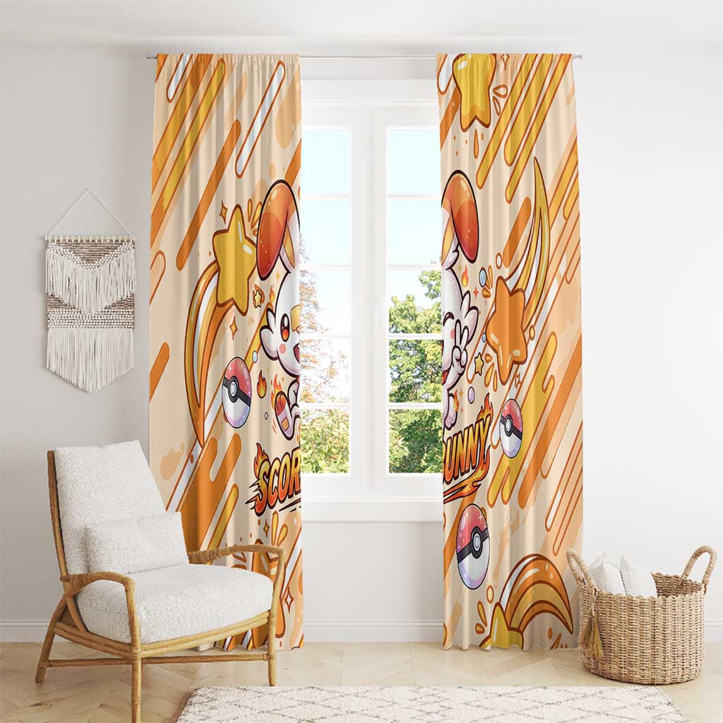 Scorbunny Window Curtain Energetic Fire Starburst Art