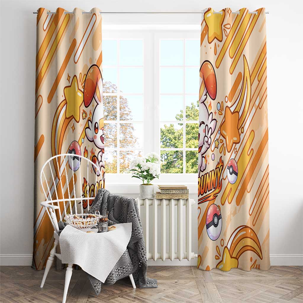 Scorbunny Window Curtain Energetic Fire Starburst Art