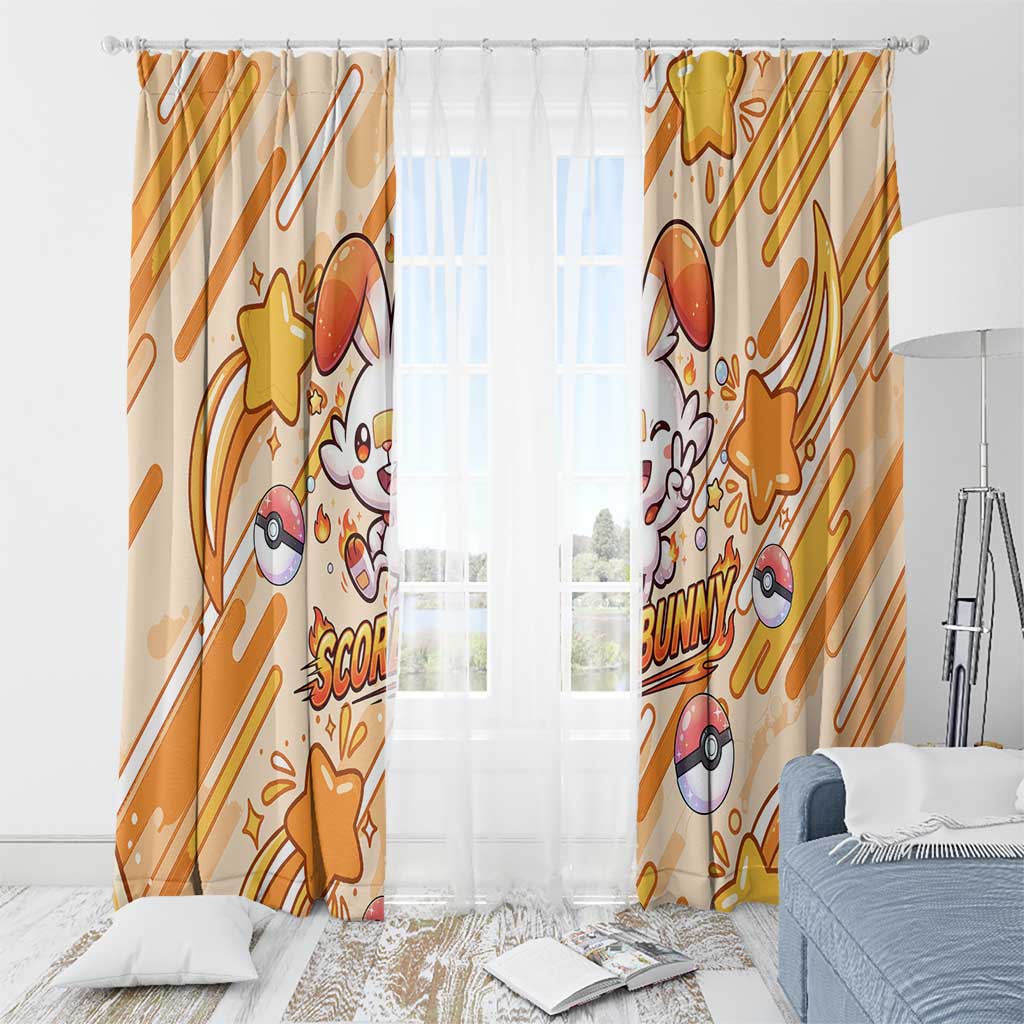 Scorbunny Window Curtain Energetic Fire Starburst Art