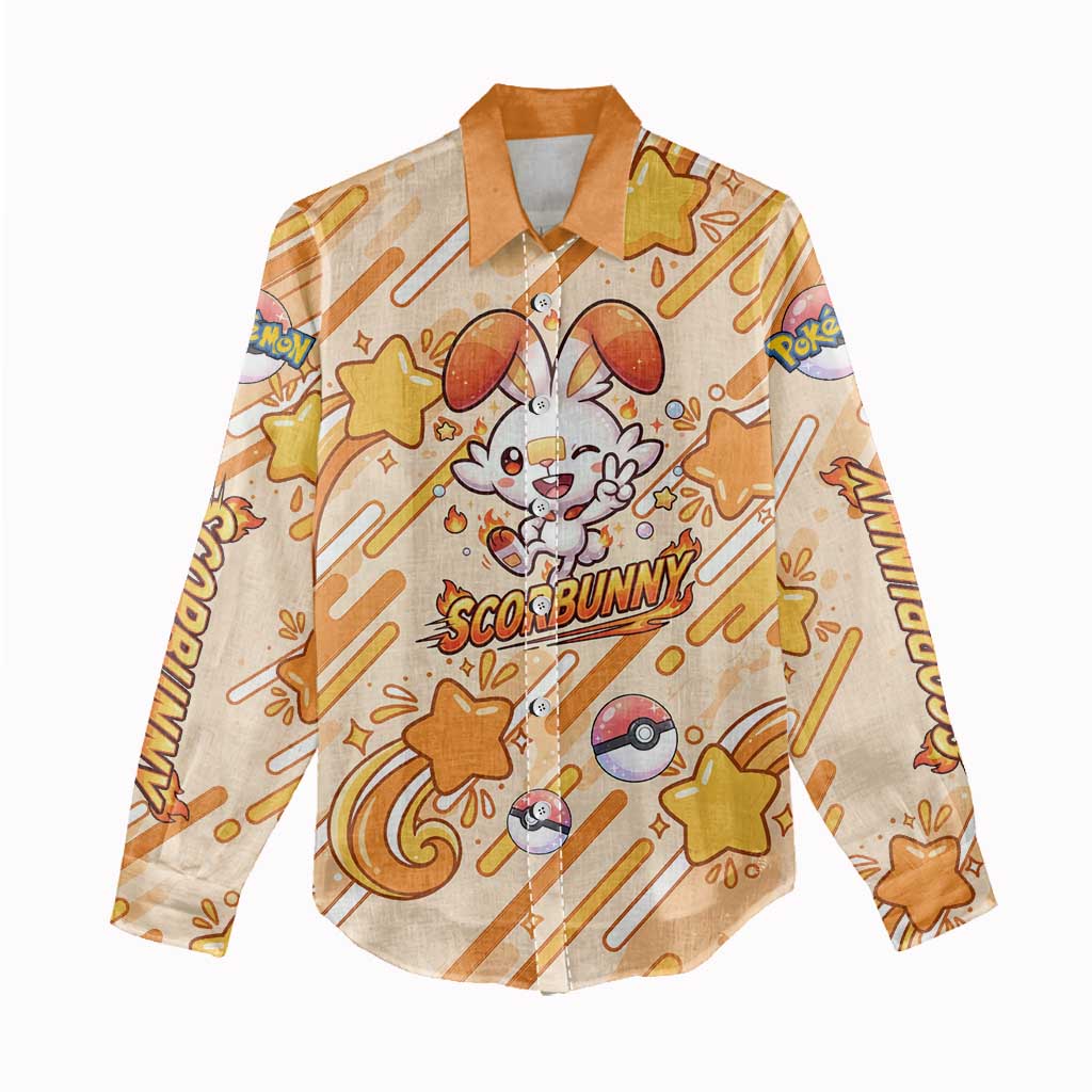 Scorbunny Women Casual Shirt Energetic Fire Starburst Art
