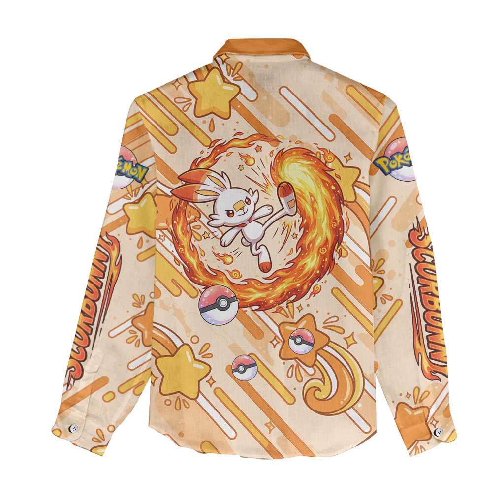 Scorbunny Women Casual Shirt Energetic Fire Starburst Art
