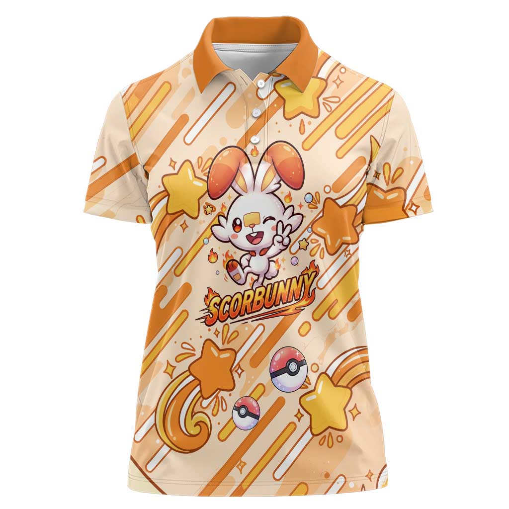 Scorbunny Women Polo Shirt Energetic Fire Starburst Art