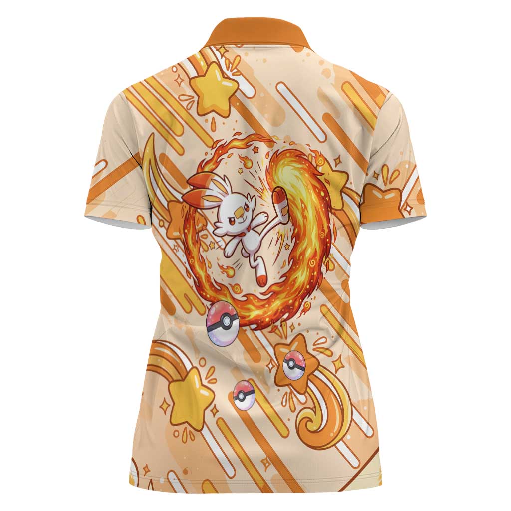 Scorbunny Women Polo Shirt Energetic Fire Starburst Art