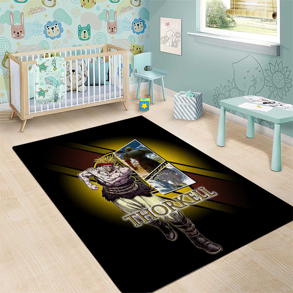 Thorkell Viking Berserker Area Rug Viking Manga Illustration Style