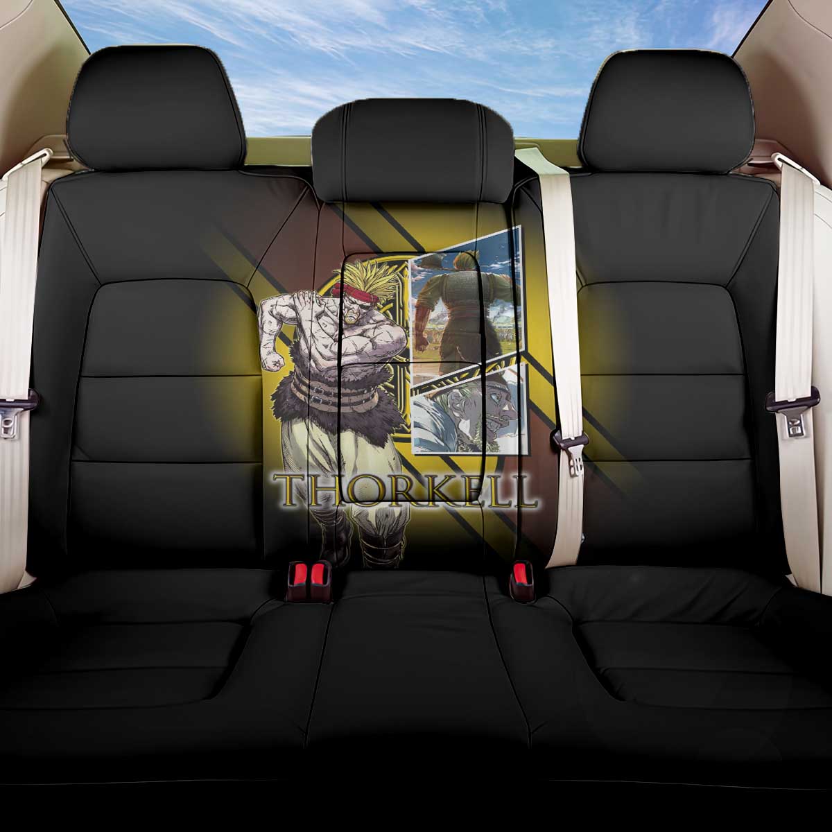 Thorkell Viking Berserker Back Car Seat Cover Viking Manga Illustration Style
