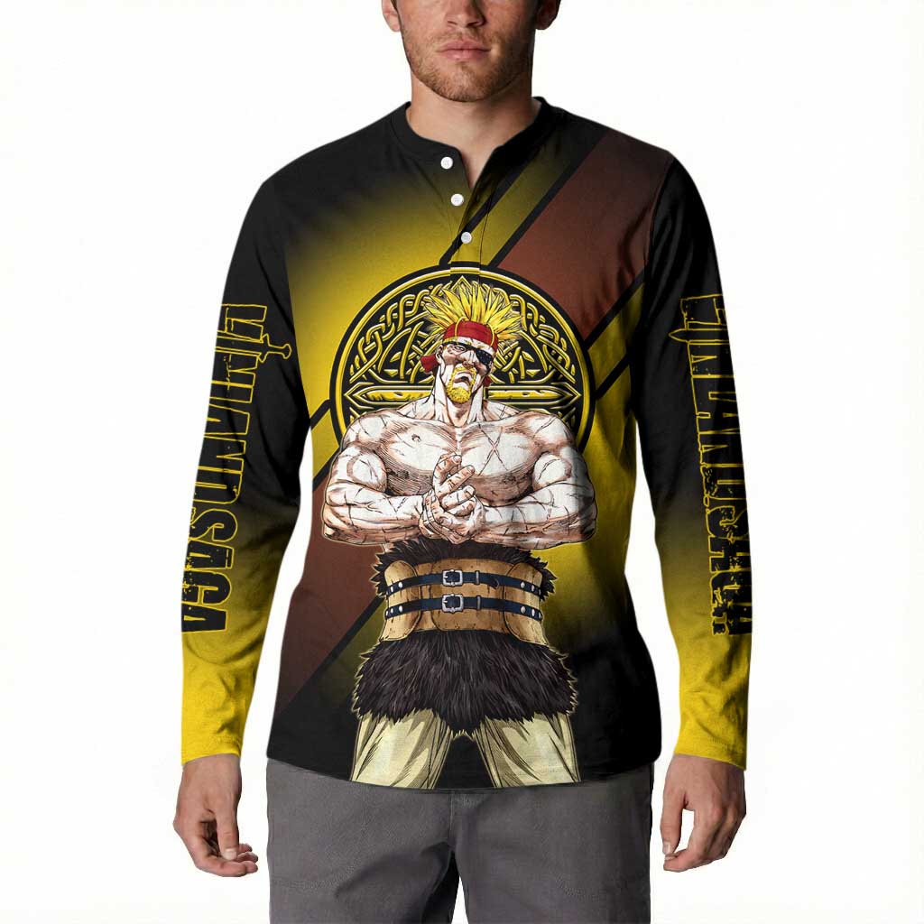 Thorkell Viking Berserker Button Sweatshirt Viking Manga Illustration Style