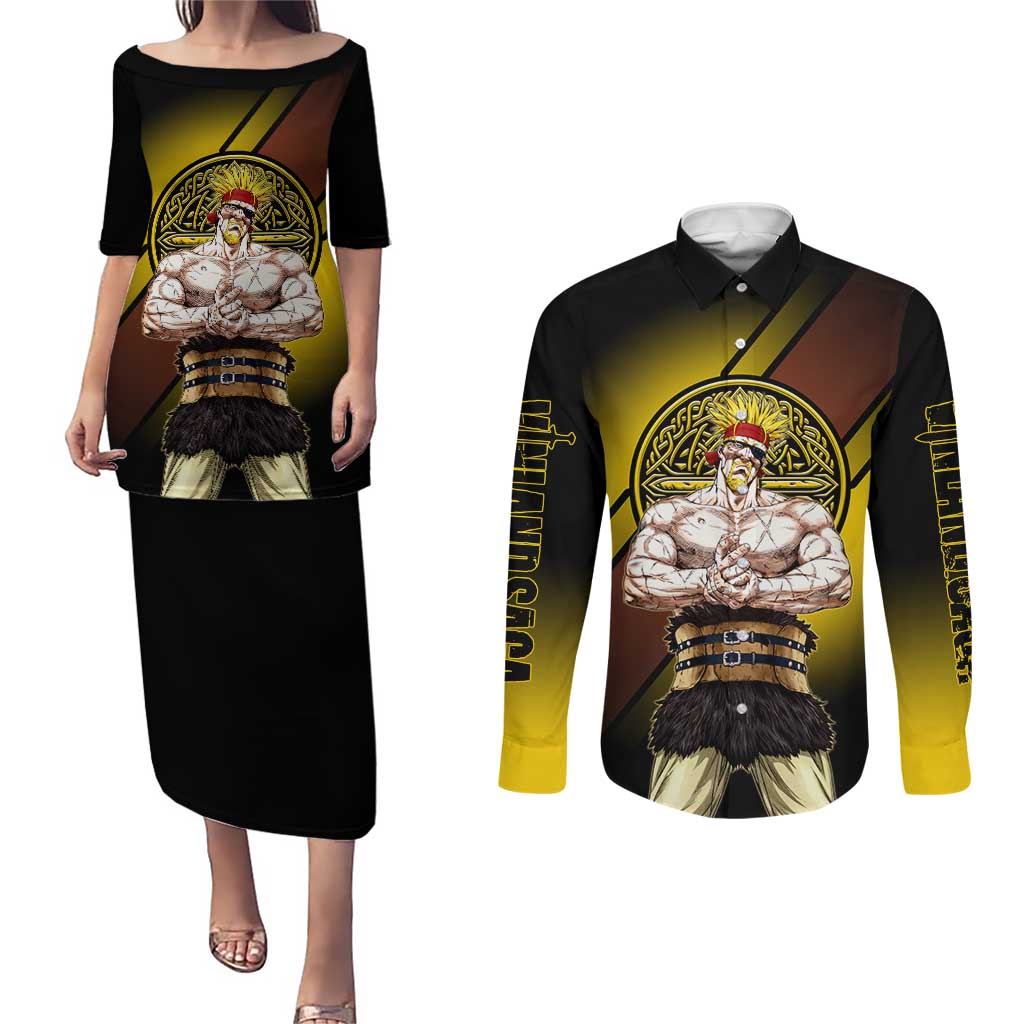 Thorkell Viking Berserker Couples Matching Puletasi and Long Sleeve Button Shirt Viking Manga Illustration Style
