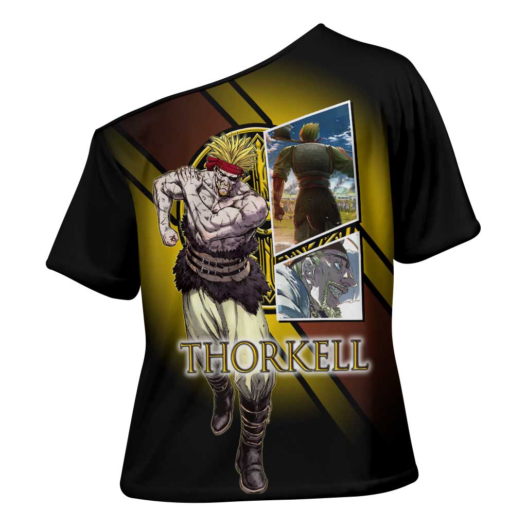 Thorkell Viking Berserker Cross Shoulder Shirt Viking Manga Illustration Style