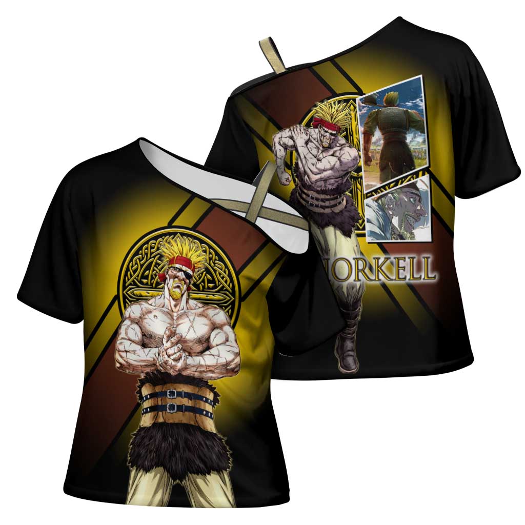 Thorkell Viking Berserker Cross Shoulder Shirt Viking Manga Illustration Style
