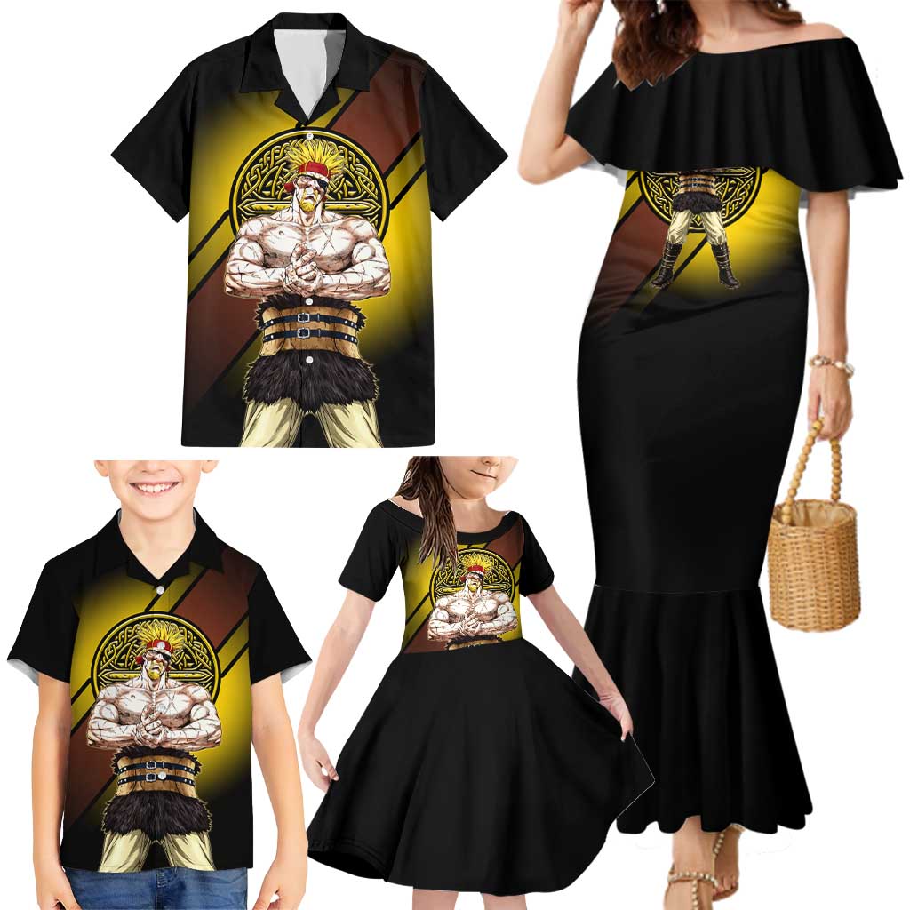 Thorkell Viking Berserker Family Matching Mermaid Dress and Hawaiian Shirt Viking Manga Illustration Style