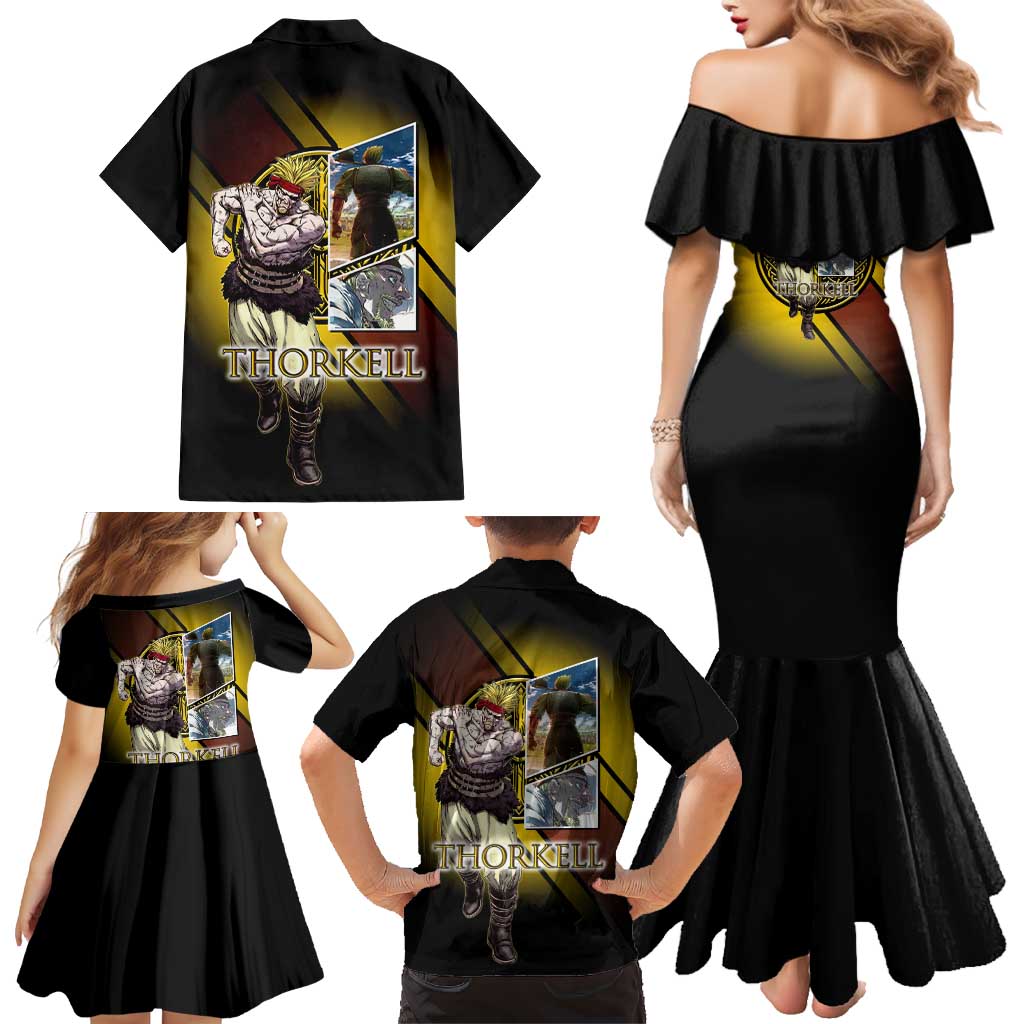 Thorkell Viking Berserker Family Matching Mermaid Dress and Hawaiian Shirt Viking Manga Illustration Style