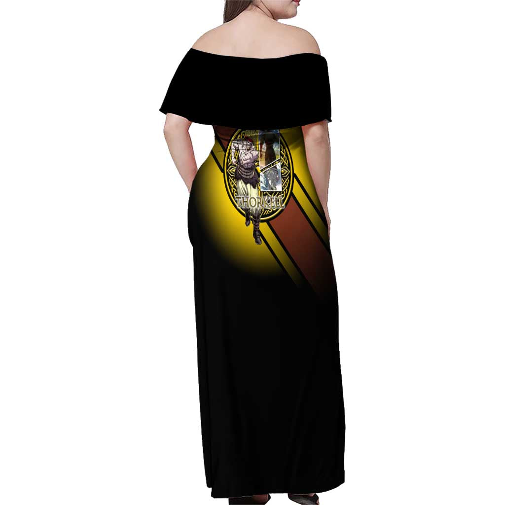 Thorkell Viking Berserker Family Matching Off Shoulder Maxi Dress and Hawaiian Shirt Viking Manga Illustration Style