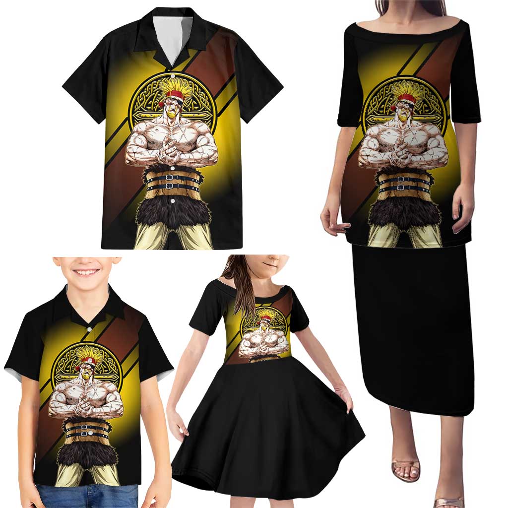 Thorkell Viking Berserker Family Matching Puletasi and Hawaiian Shirt Viking Manga Illustration Style