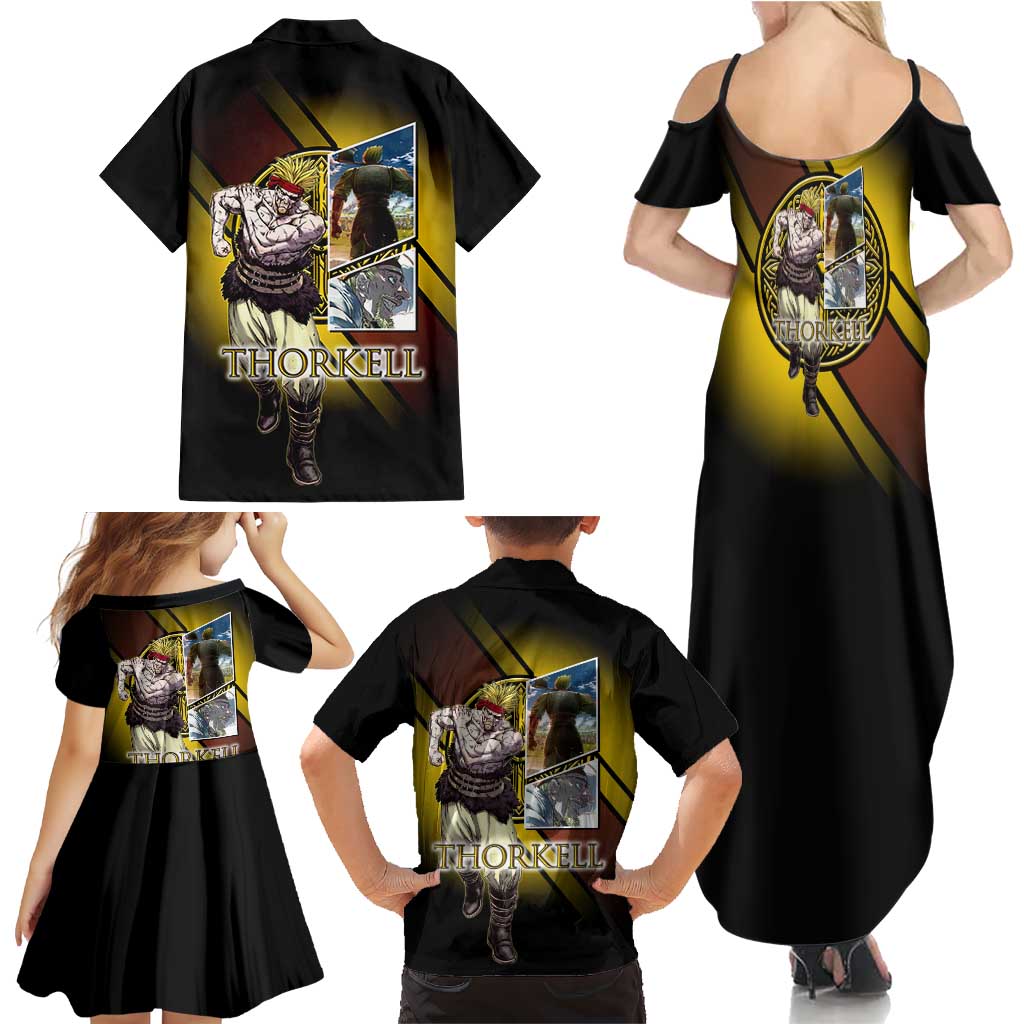 Thorkell Viking Berserker Family Matching Summer Maxi Dress and Hawaiian Shirt Viking Manga Illustration Style