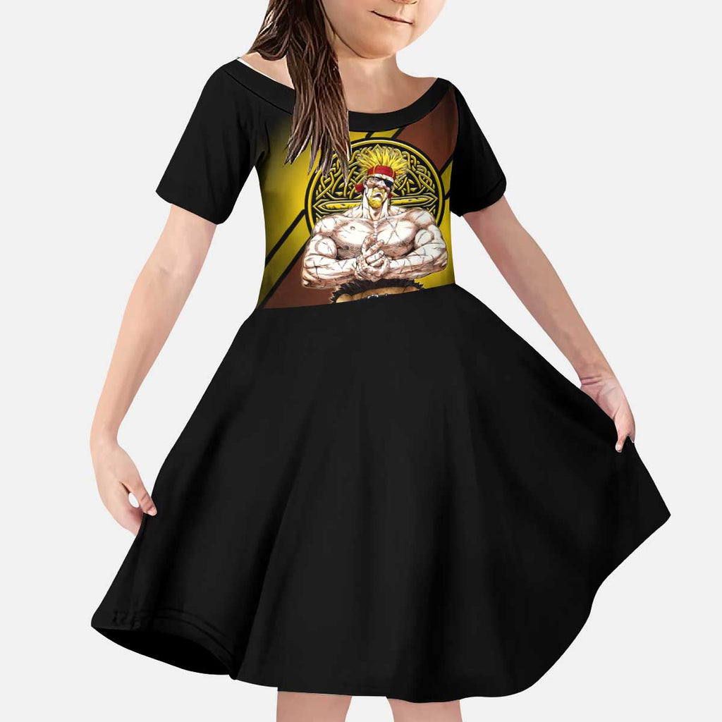 Thorkell Viking Berserker Kid Short Sleeve Dress Viking Manga Illustration Style