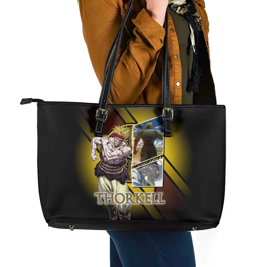 Thorkell Viking Berserker Leather Tote Bag Viking Manga Illustration Style