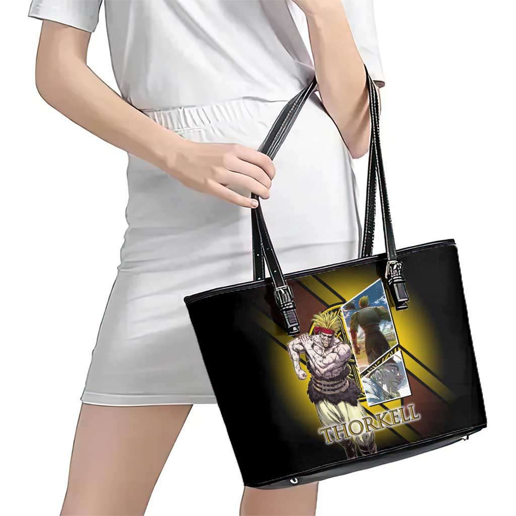 Thorkell Viking Berserker Leather Tote Bag Viking Manga Illustration Style