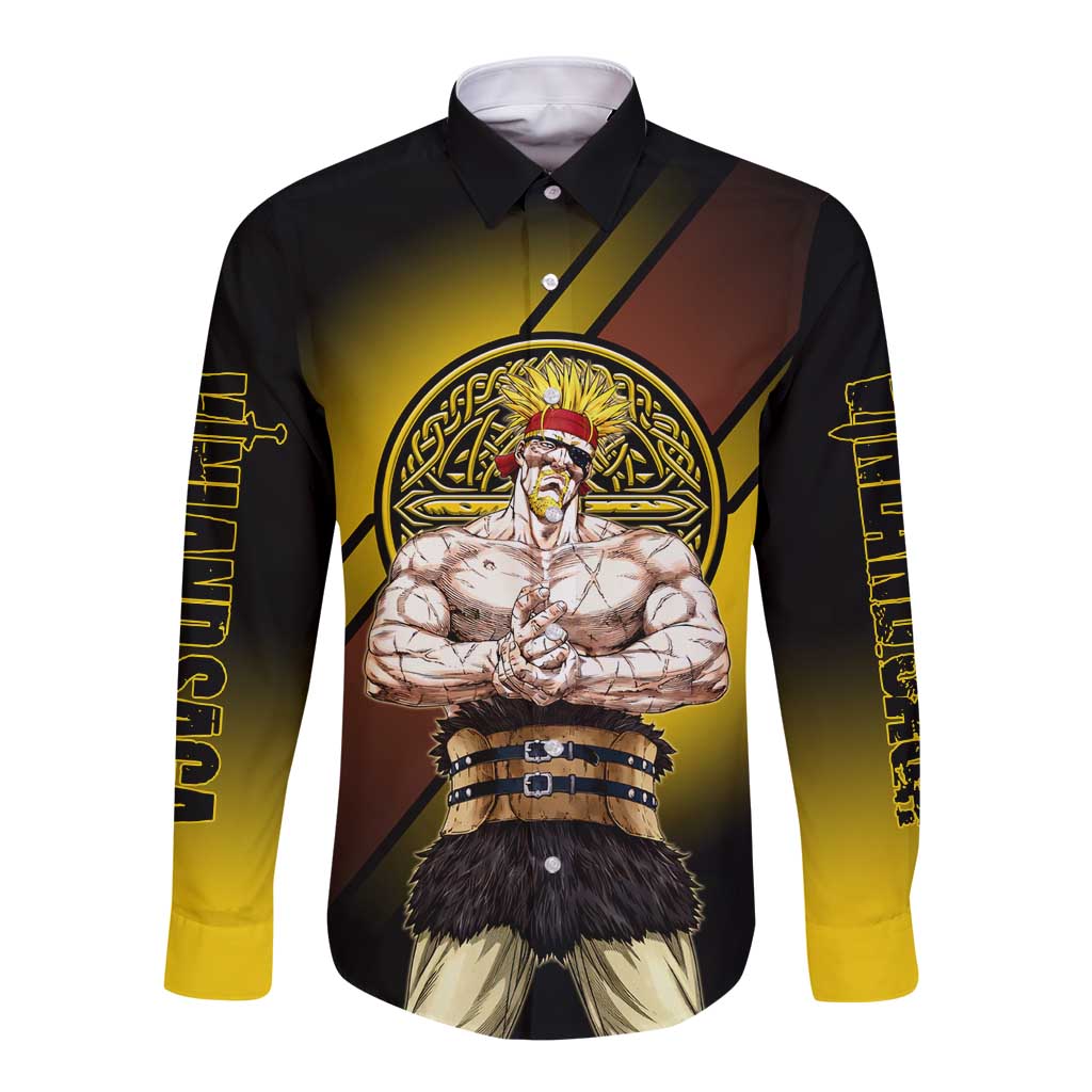 Thorkell Viking Berserker Long Sleeve Button Shirt Viking Manga Illustration Style