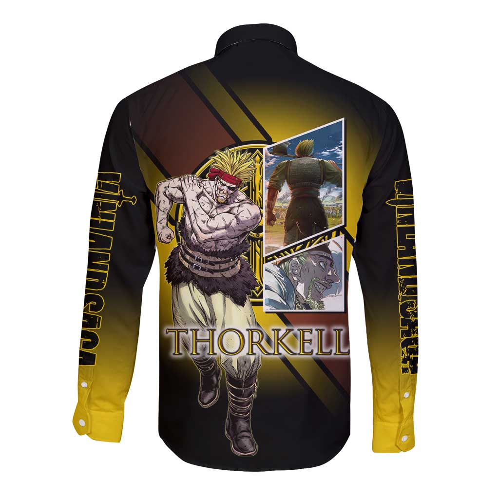 Thorkell Viking Berserker Long Sleeve Button Shirt Viking Manga Illustration Style