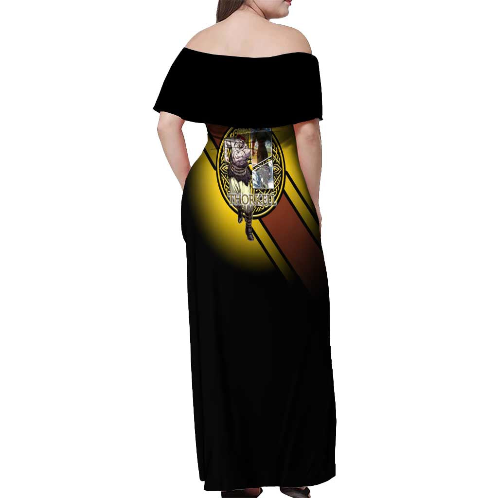Thorkell Viking Berserker Off Shoulder Maxi Dress Viking Manga Illustration Style