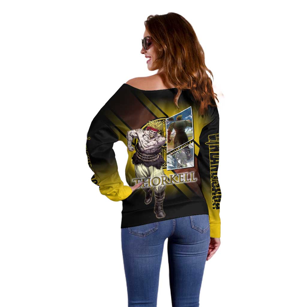 Thorkell Viking Berserker Off Shoulder Sweater Viking Manga Illustration Style