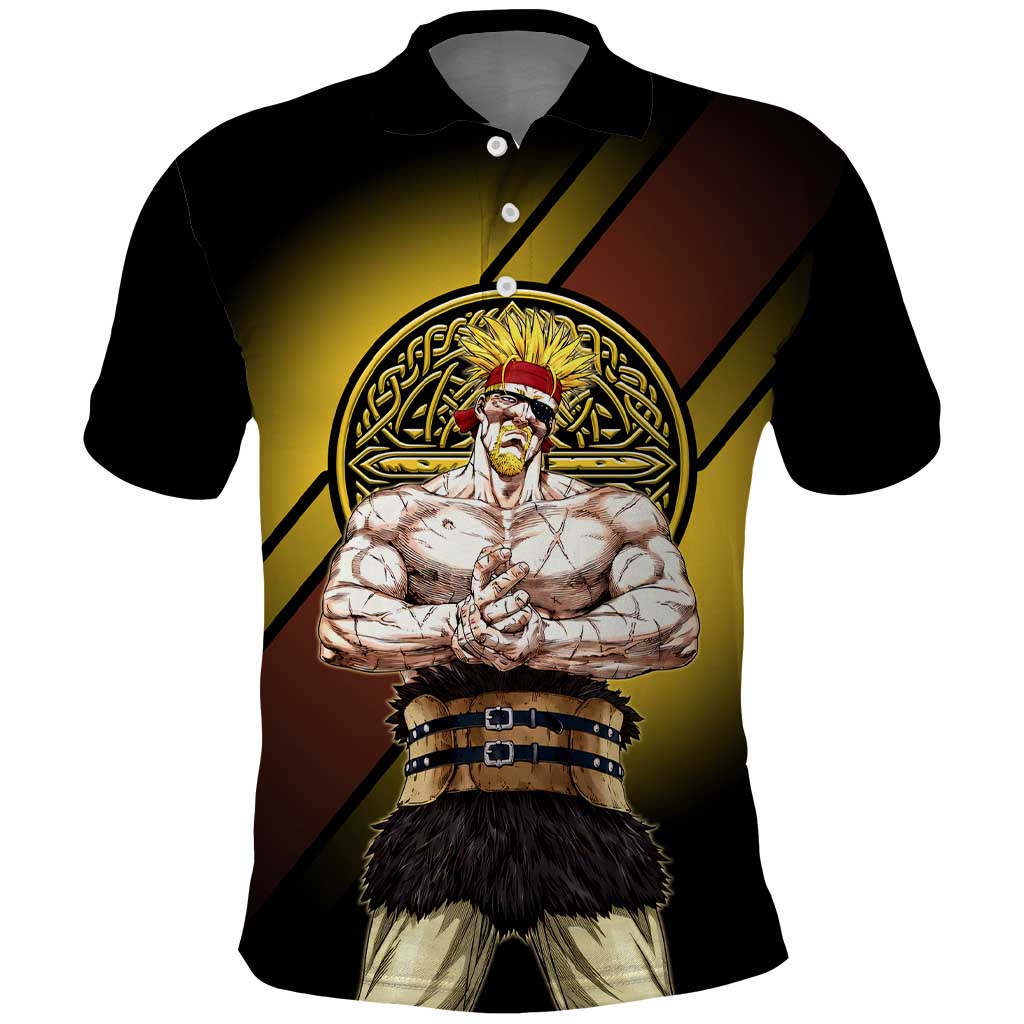 Thorkell Viking Berserker Polo Shirt Viking Manga Illustration Style