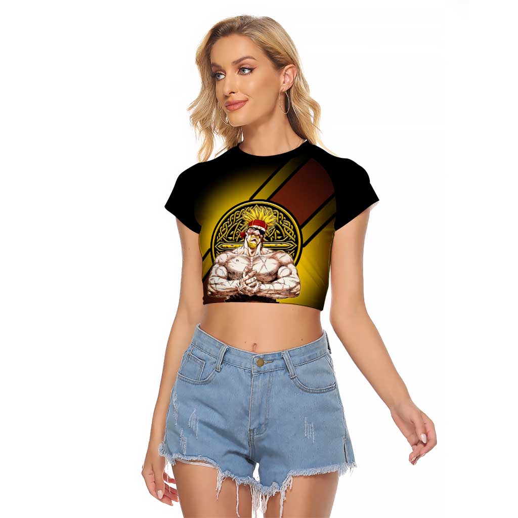 Thorkell Viking Berserker Raglan Cropped T Shirt Viking Manga Illustration Style