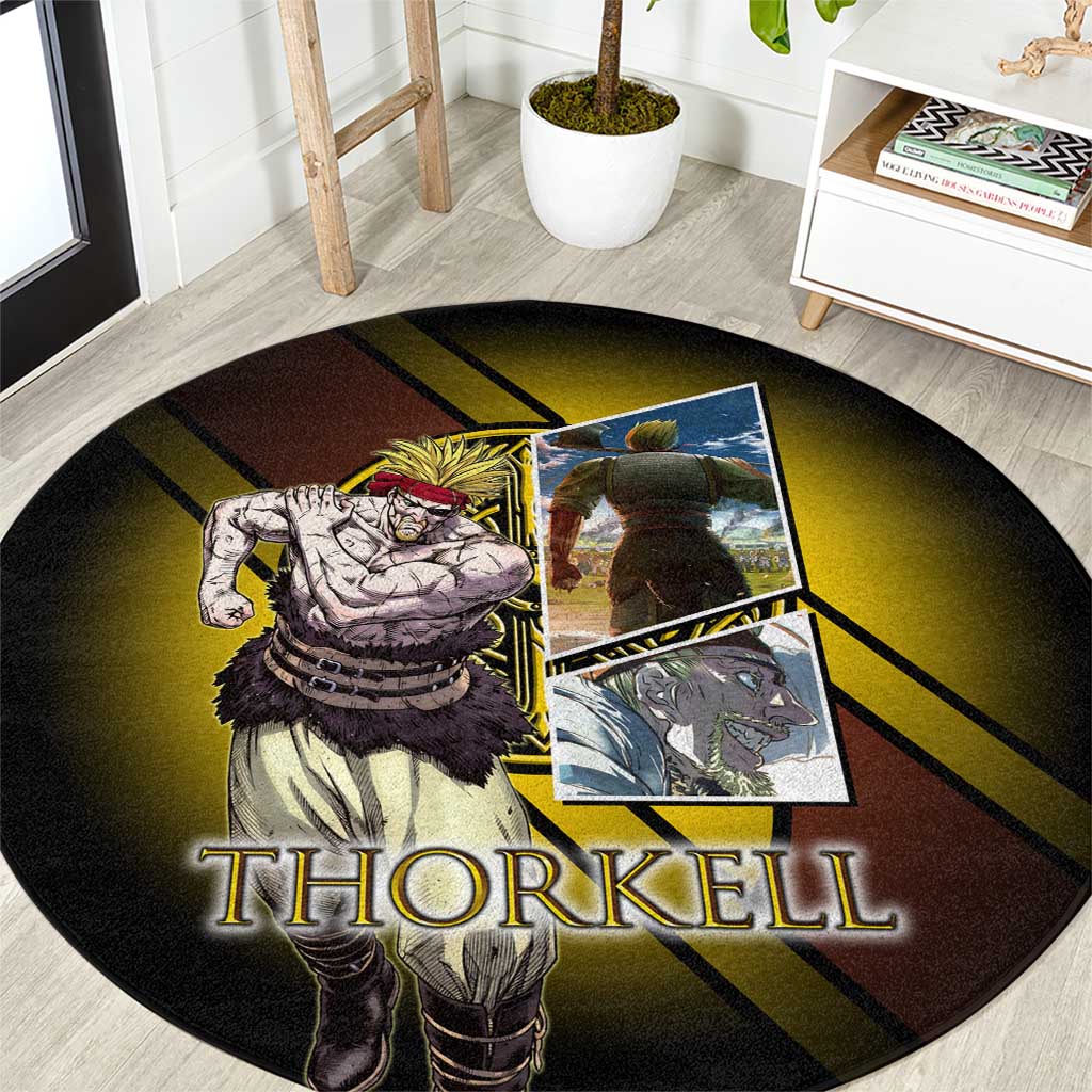 Thorkell Viking Berserker Round Carpet Viking Manga Illustration Style