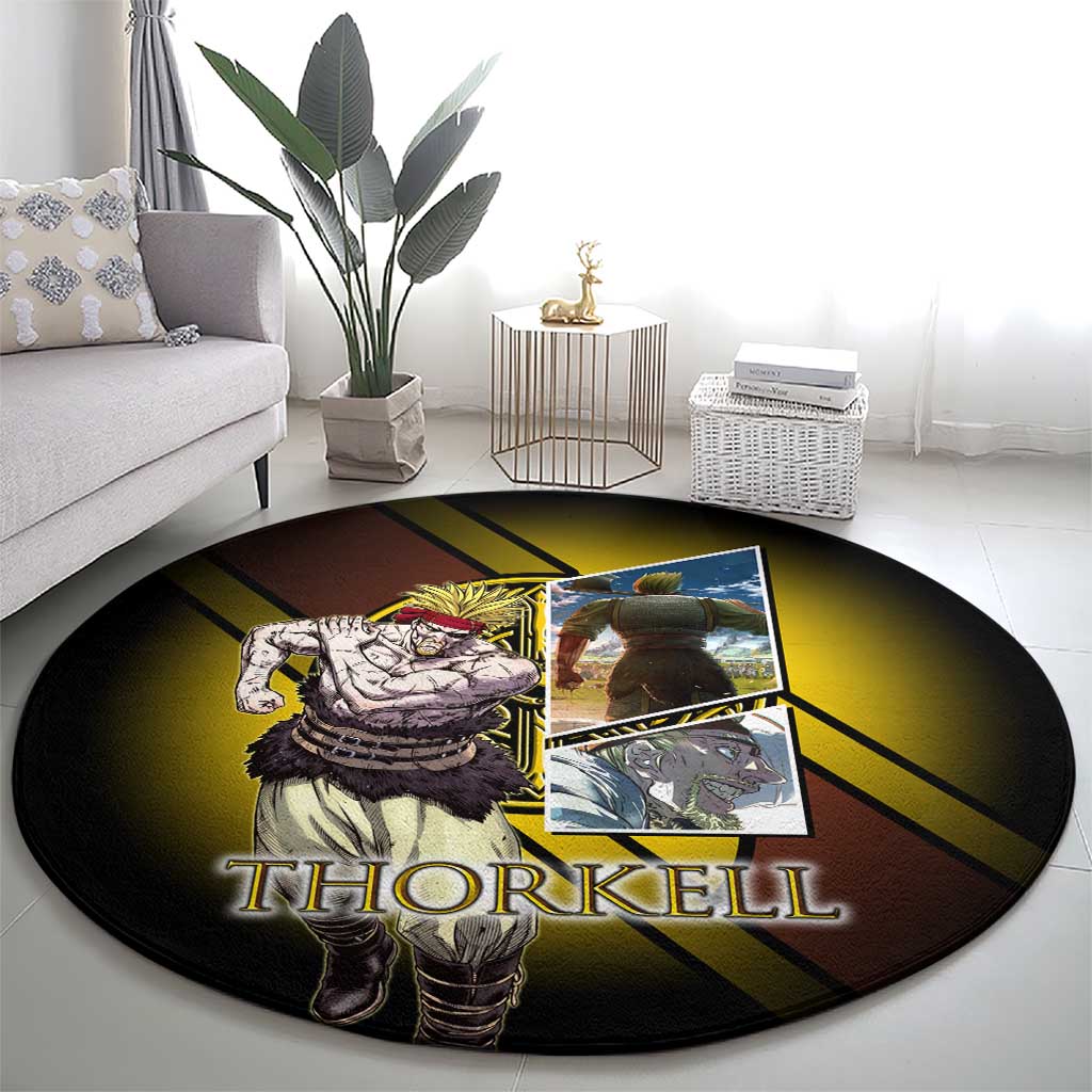 Thorkell Viking Berserker Round Carpet Viking Manga Illustration Style