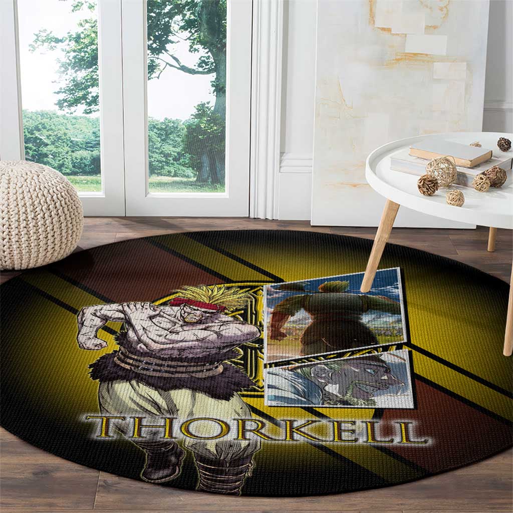 Thorkell Viking Berserker Round Carpet Viking Manga Illustration Style