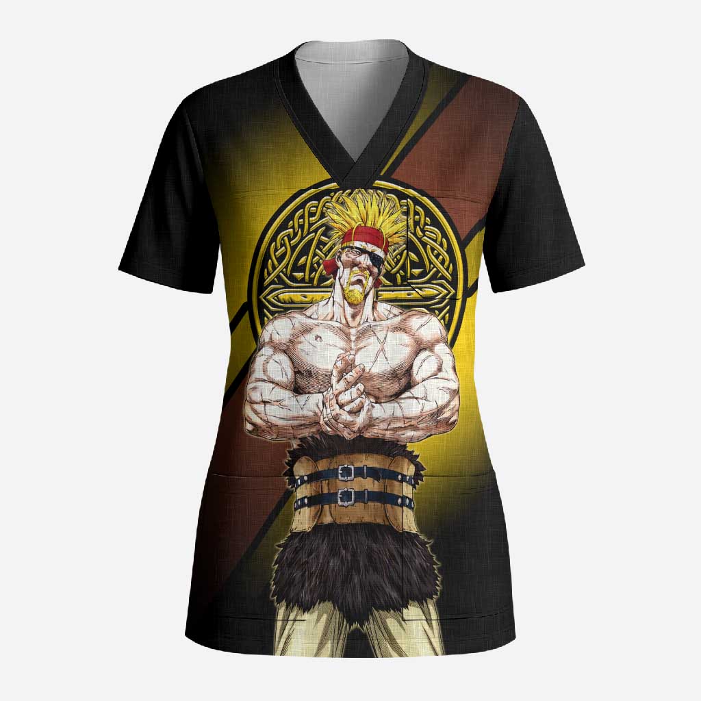 Thorkell Viking Berserker Scrub Top Viking Manga Illustration Style