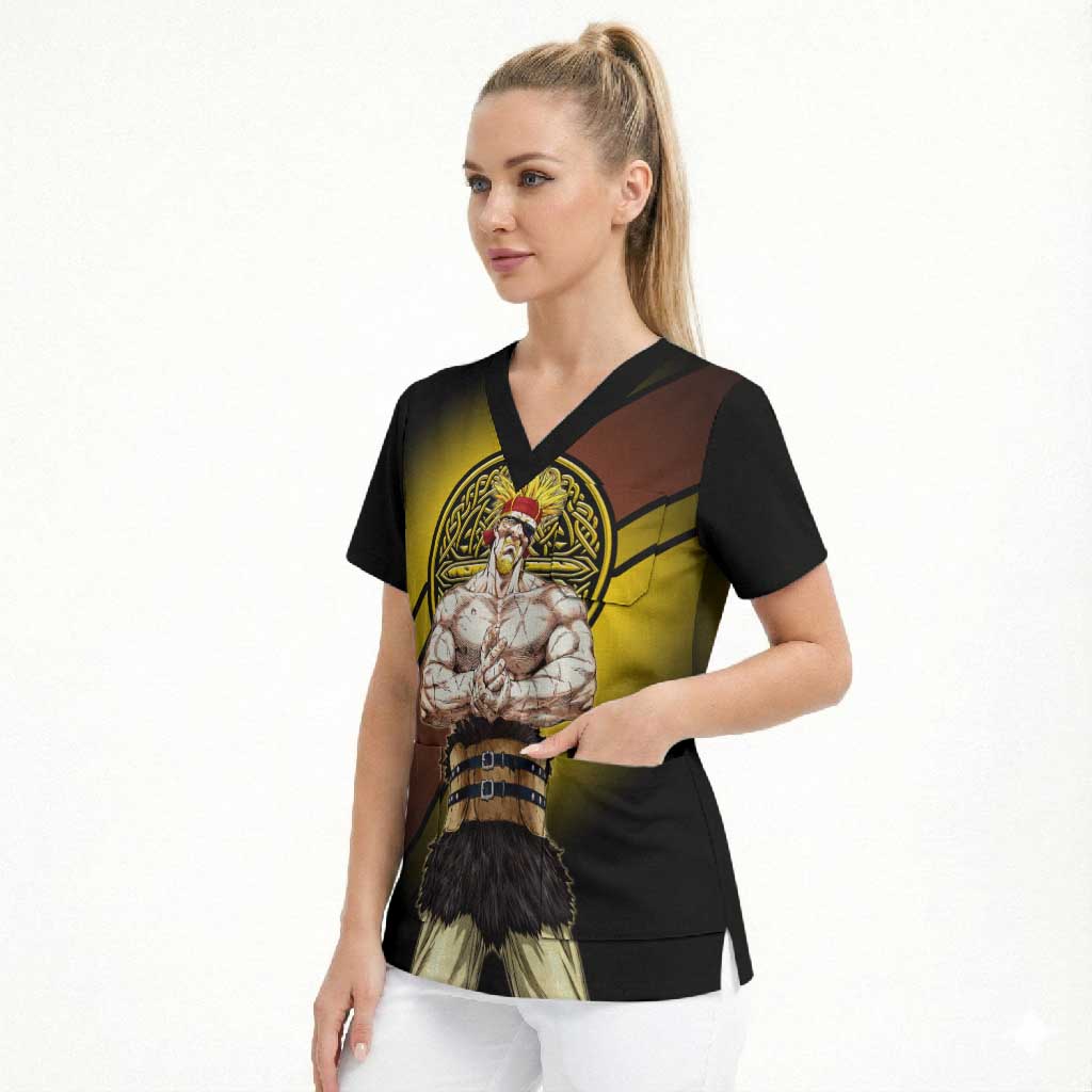 Thorkell Viking Berserker Scrub Top Viking Manga Illustration Style