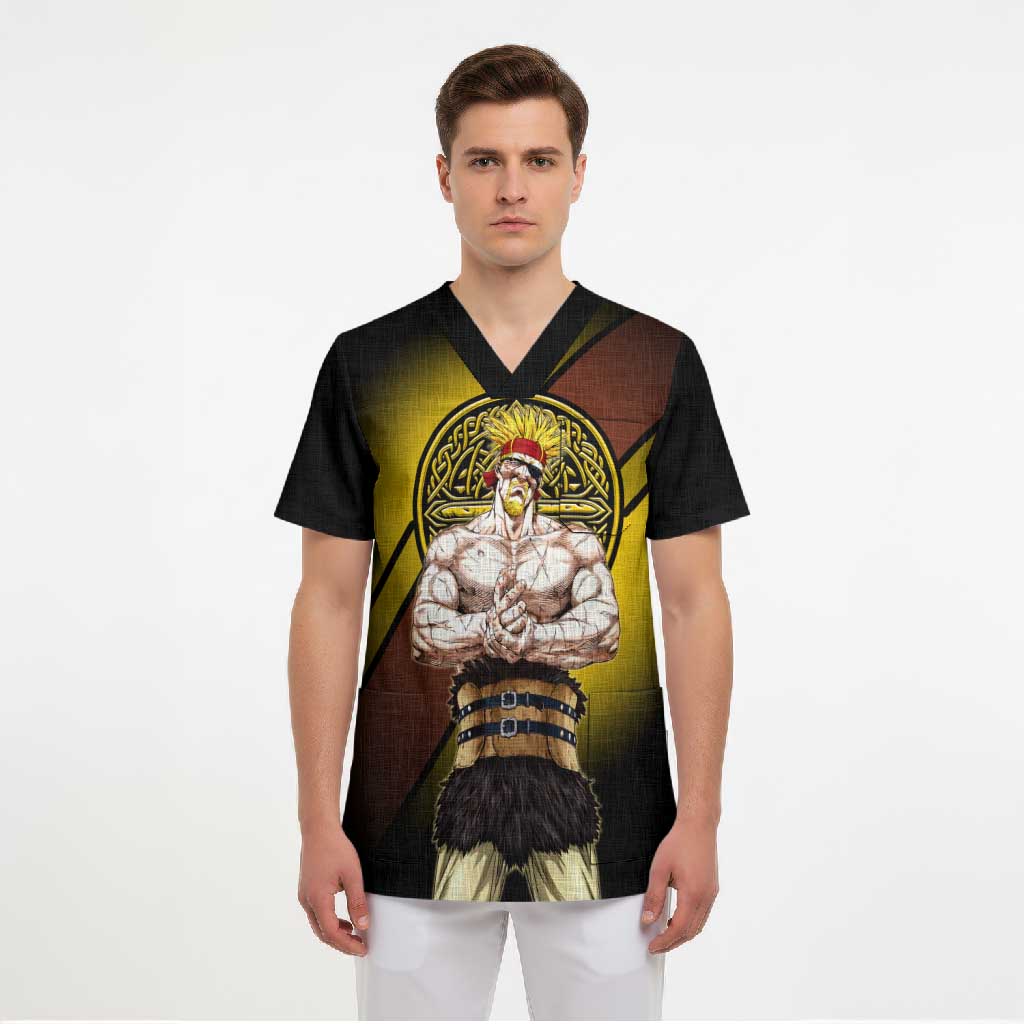 Thorkell Viking Berserker Scrub Top Viking Manga Illustration Style