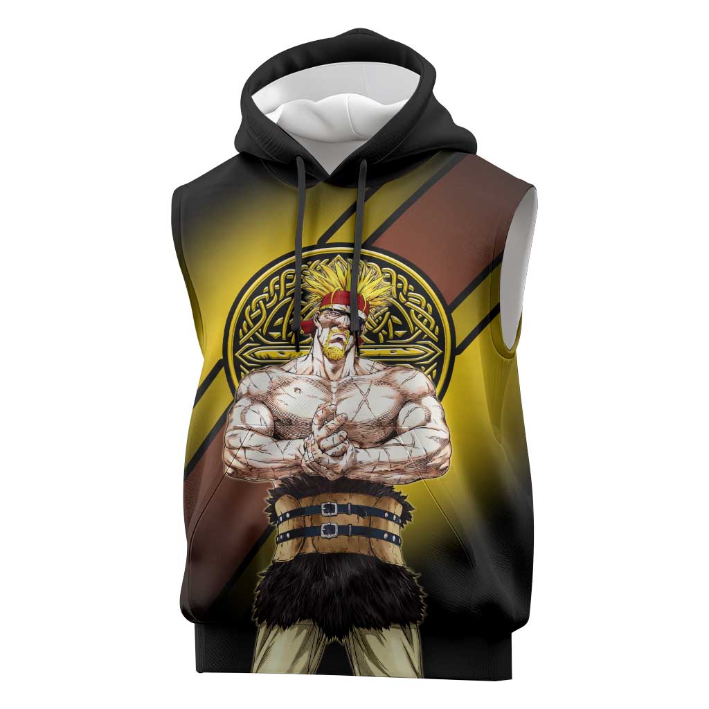 Thorkell Viking Berserker Sleeveless Hoodie Viking Manga Illustration Style