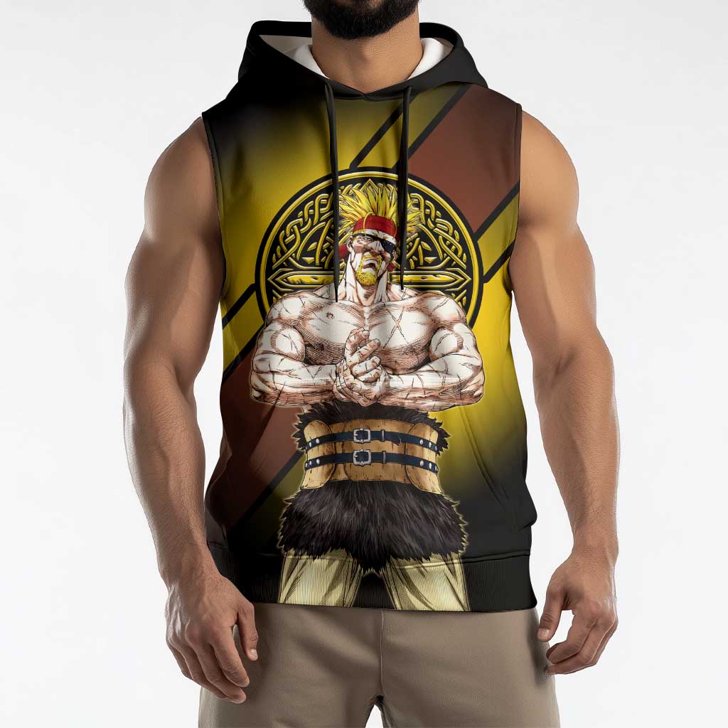 Thorkell Viking Berserker Sleeveless Hoodie Viking Manga Illustration Style
