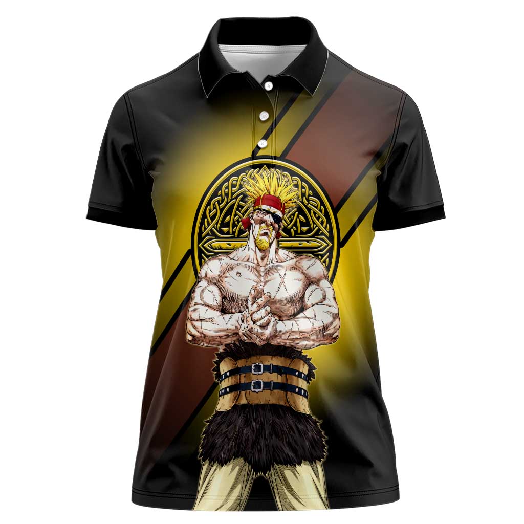 Thorkell Viking Berserker Women Polo Shirt Viking Manga Illustration Style