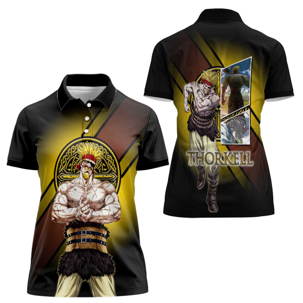 Thorkell Viking Berserker Women Polo Shirt Viking Manga Illustration Style